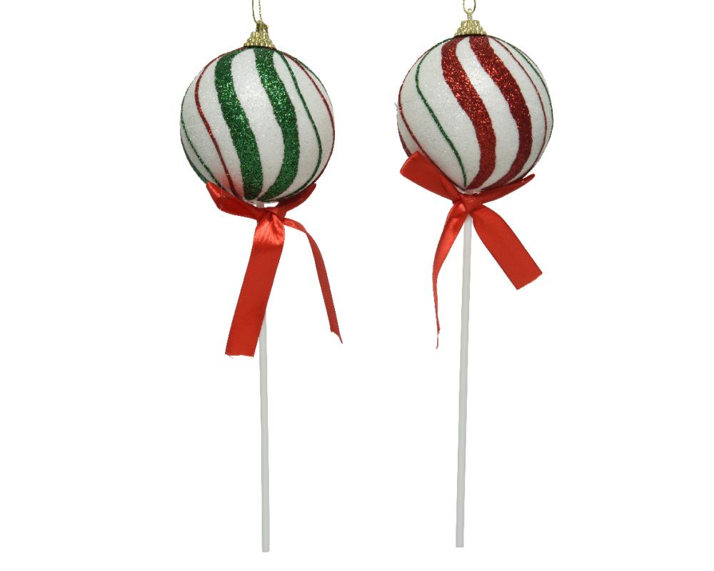 Bauble foam glitter with stick and bow 1ΤΜΧ