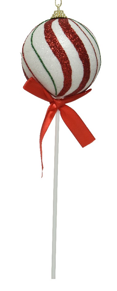 Bauble foam glitter with stick and bow 1ΤΜΧ-Κόκκινο