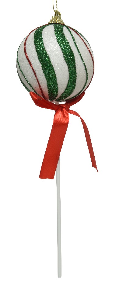 Bauble foam glitter with stick and bow 1ΤΜΧ-Πράσινο