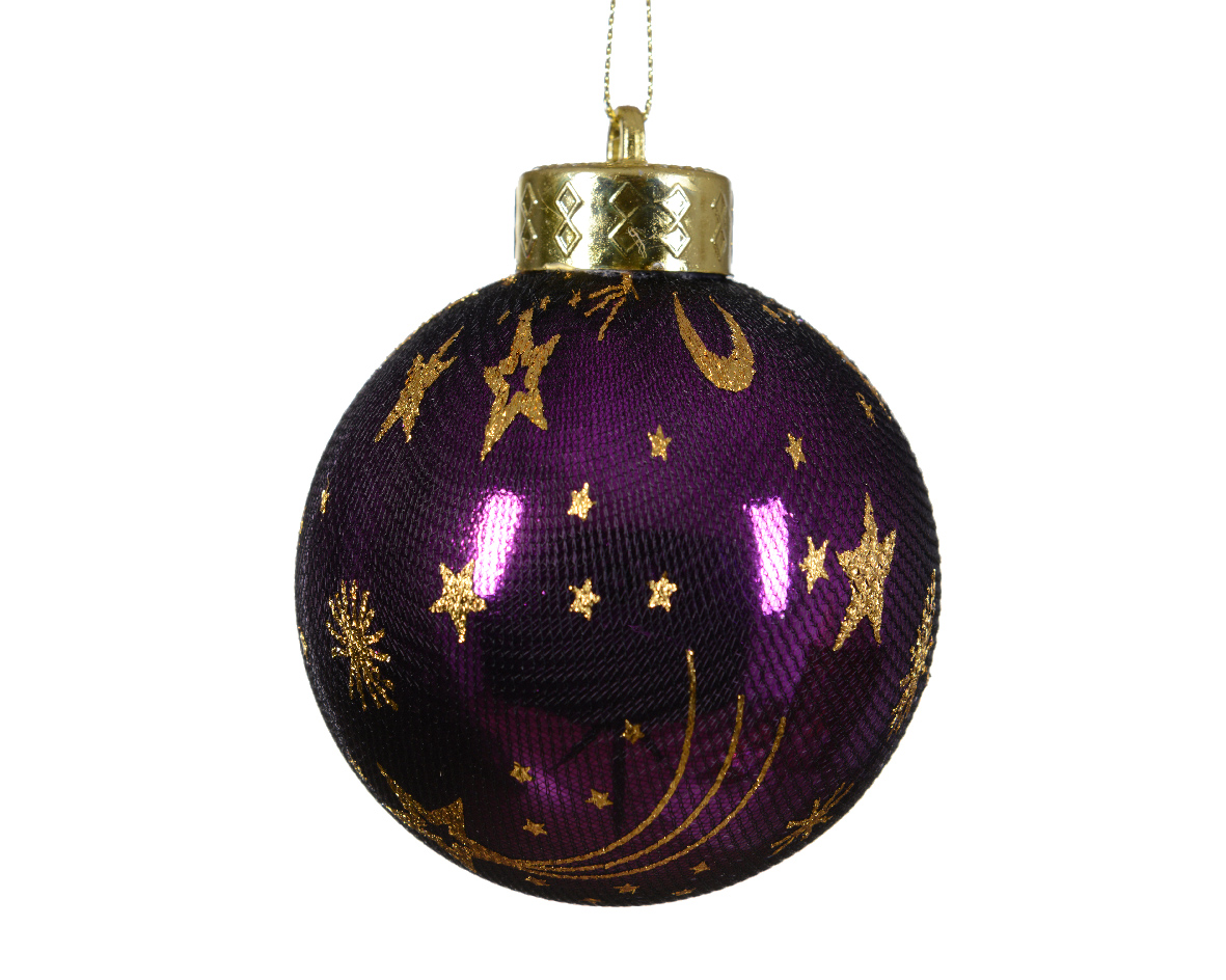 Bauble on wire shatterproof fabric moon and star