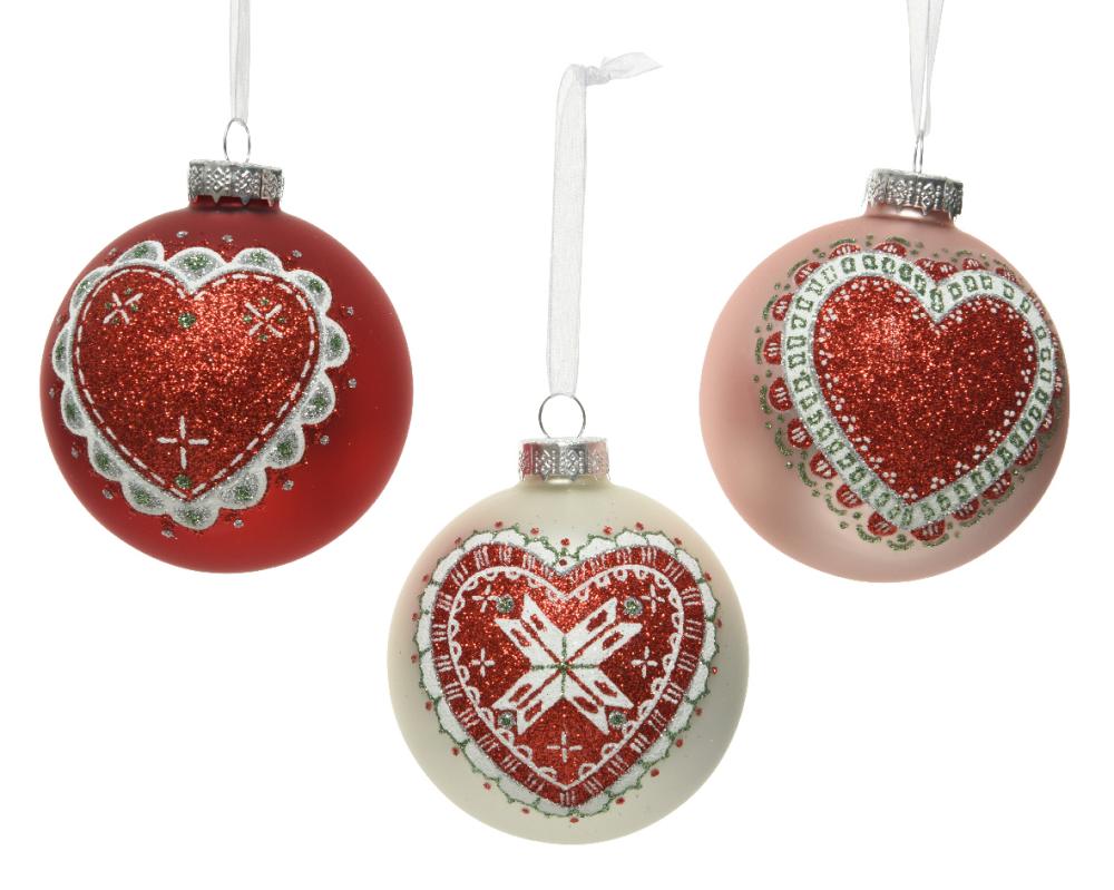 Bauble glass matt heart painting 1ΤΜΧ
