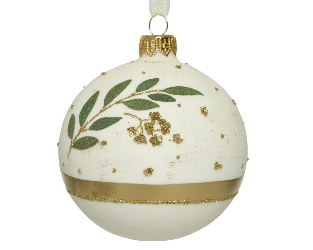 Bauble glass matt leaf with line