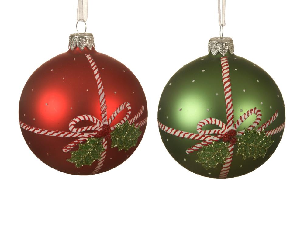 Bauble glass matt presend holly 1ΤΜΧ