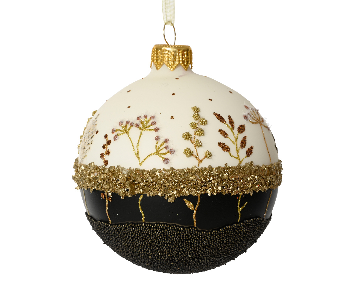 Bauble glass matt bead border with branches