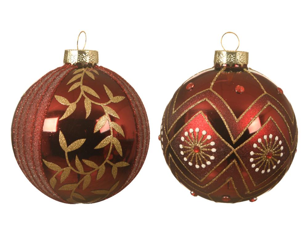 Bauble glass silver inside w shiny color diamond,decal,glitter 2ass