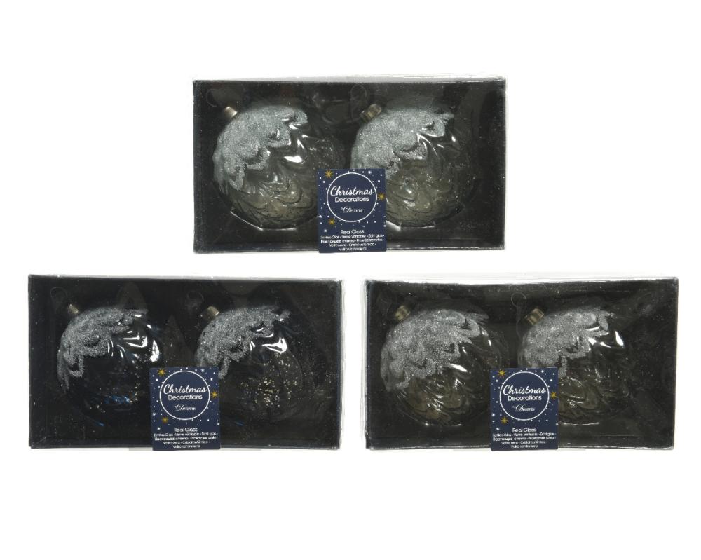 Bauble glass opaque color snowfinish at the top 3col ass
