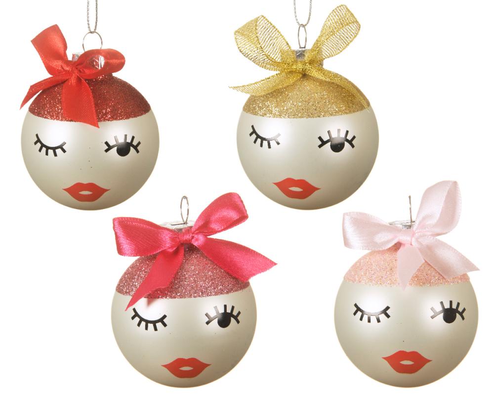 Baubles glass matt sequins-bow, 6cm,1ΤΜΧ