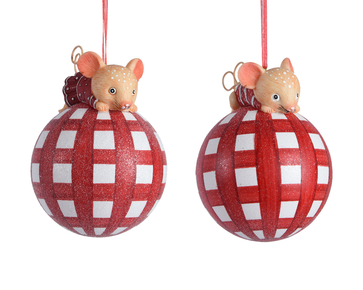 Bauble glass w transparent glitter all over 2ass
