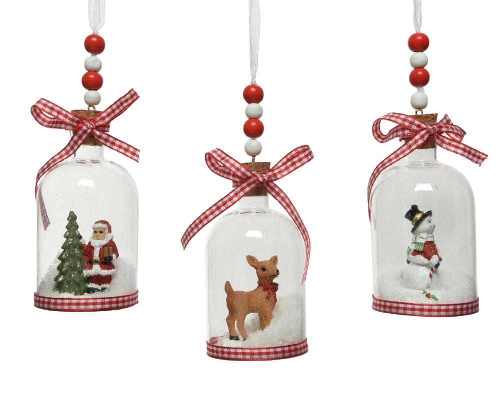 Bottle glass poly figure inside, check bow, beads, 1ΤΜΧ