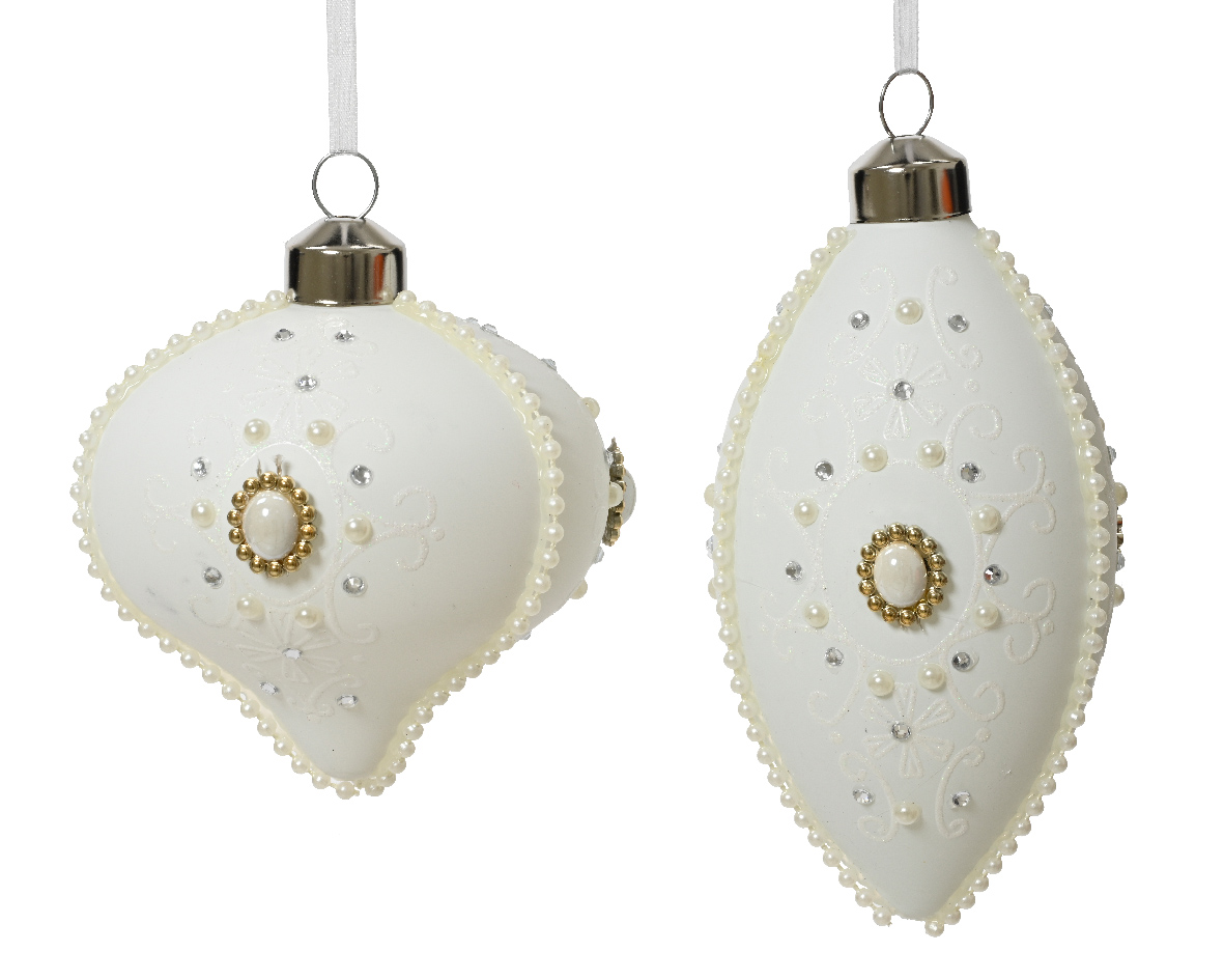 Bauble glass w gems- swirl- glitter 2ass