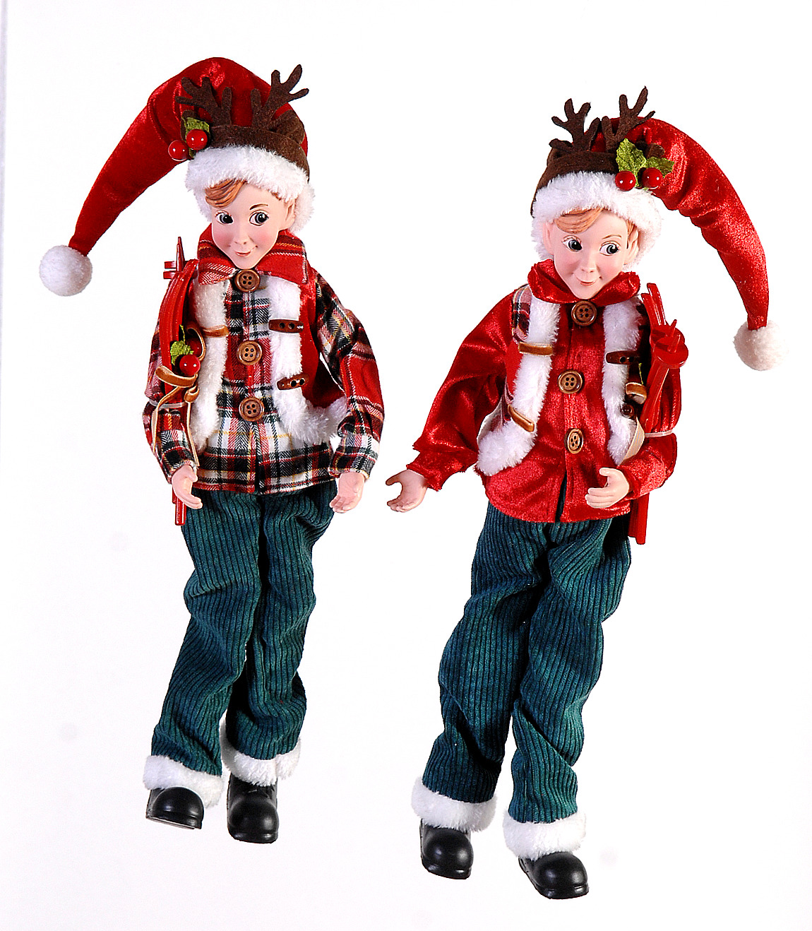4/24-2Asst 46cm Hanging posable elf orn ski
