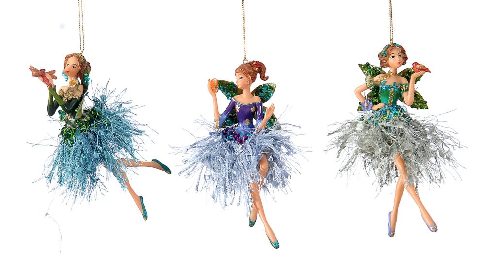 15cm Polyresin ballets w/birds orn, 1ΤΜΧ