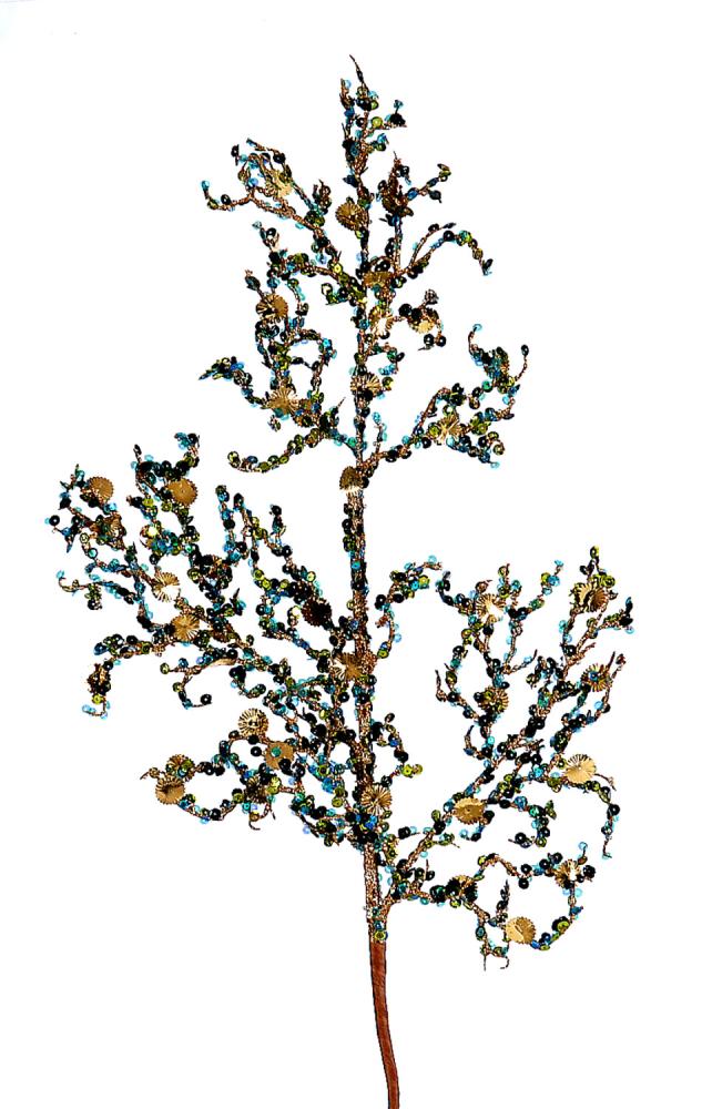12/48-Plastic Petrol glitter branch