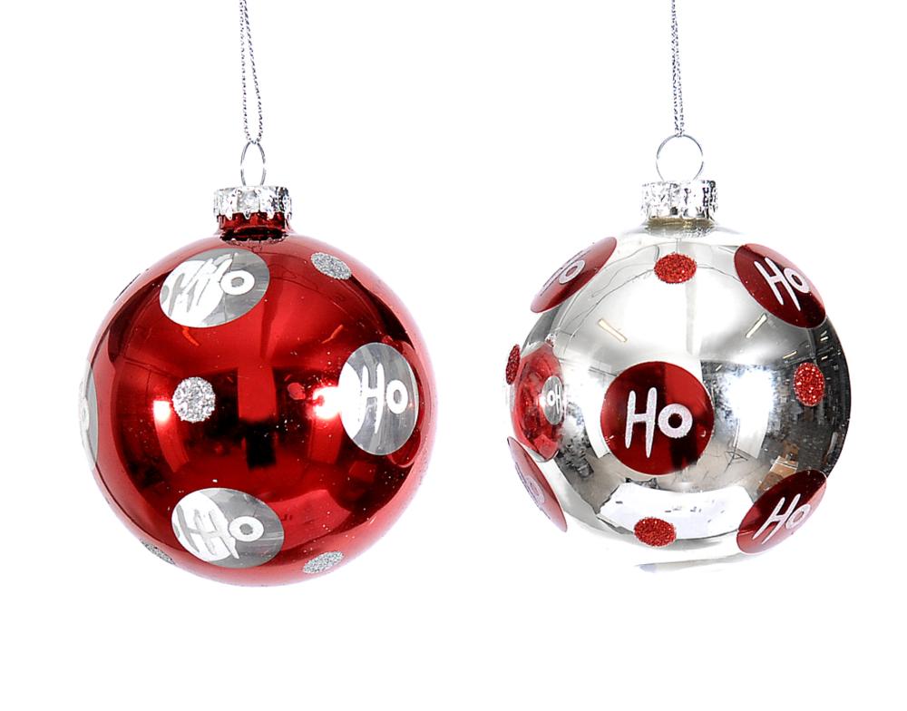 10cm Glass ball red with silver dots/silver with red dots, 1ΤΜΧ