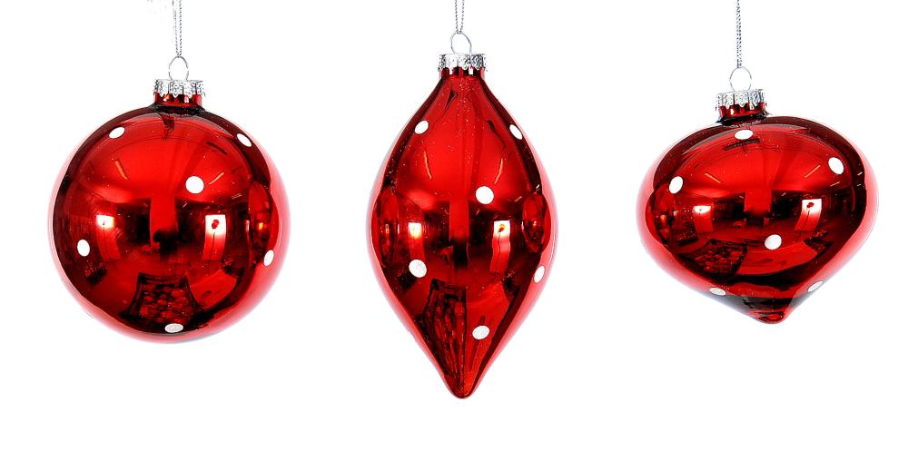 8cm Glass red ball/drop/onion orn, 1ΤΜΧ