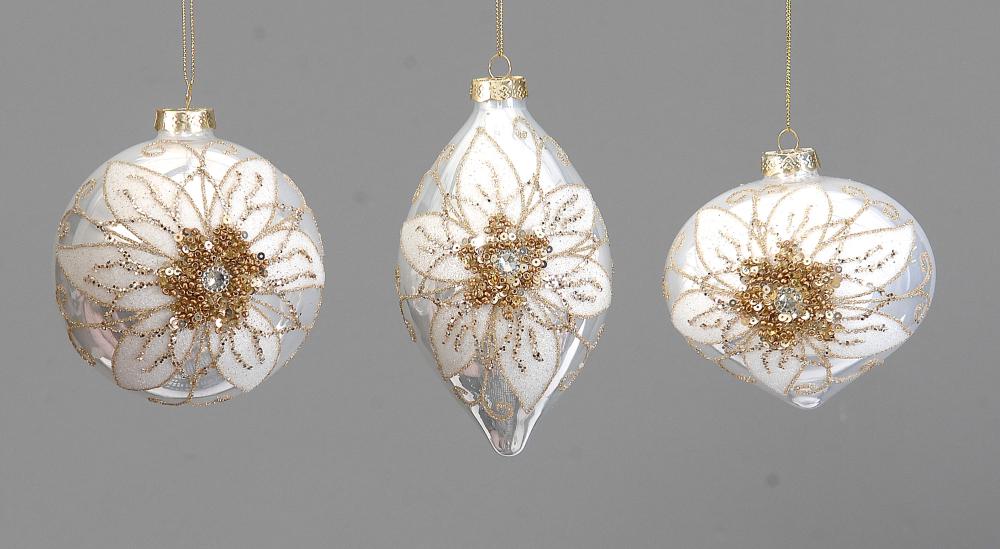 10cm Glass beige ball/drop/onion orn, 1ΤΜΧ