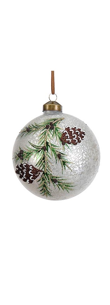 10cm Glass gold ball/drop/onion orn w/green leaves, 1ΤΜΧ-Design A