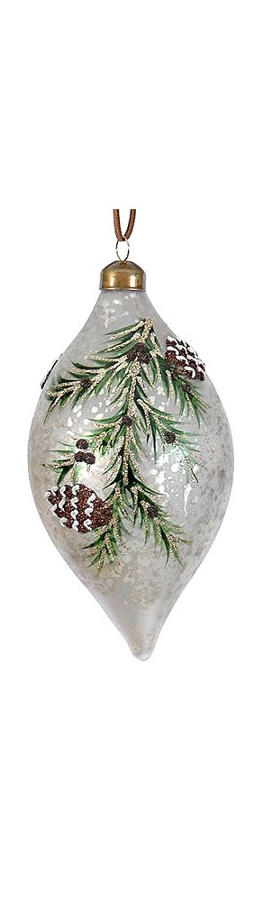 10cm Glass gold ball/drop/onion orn w/green leaves, 1ΤΜΧ-Design B