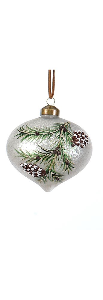 10cm Glass gold ball/drop/onion orn w/green leaves, 1ΤΜΧ-Design C