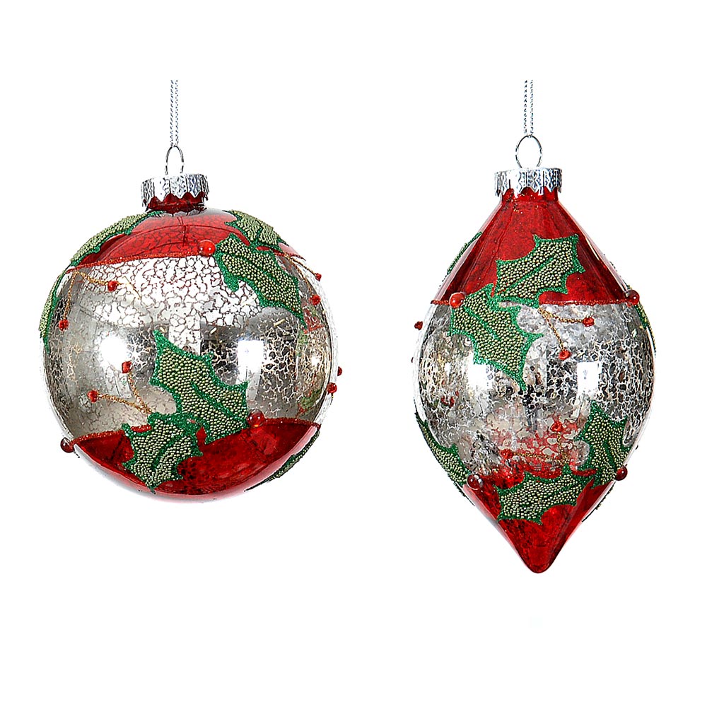 11cm Glass ornamements w/mistletoe design, 1ΤΜΧ