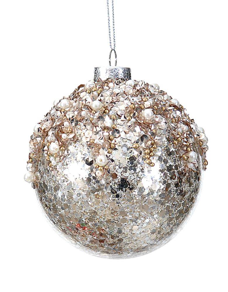 6/36-10cm Glass gold ball w/beads