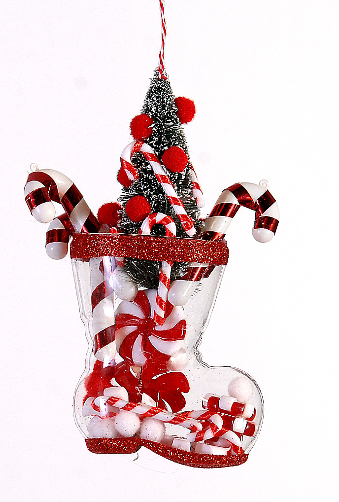 6/48-15cm Glass boots w/candycane