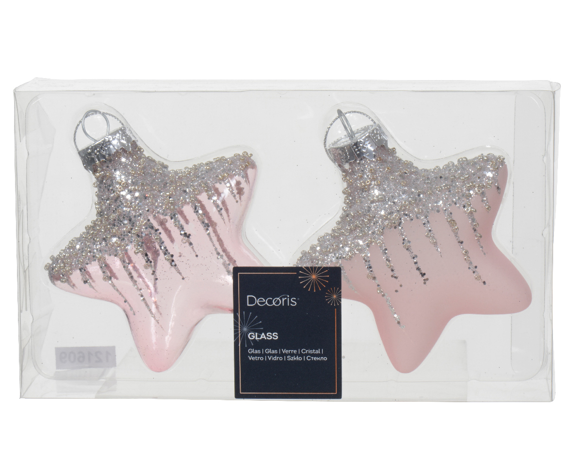 Star glass w silver glitter- beads mix