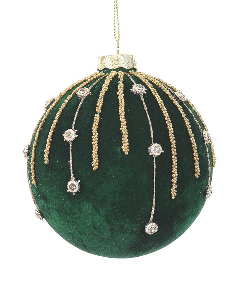 12/48-10cm Glass green ball w/diamonds