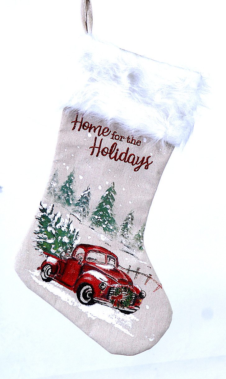 6/24-53cm Fabric truck w/xmas tree stocking