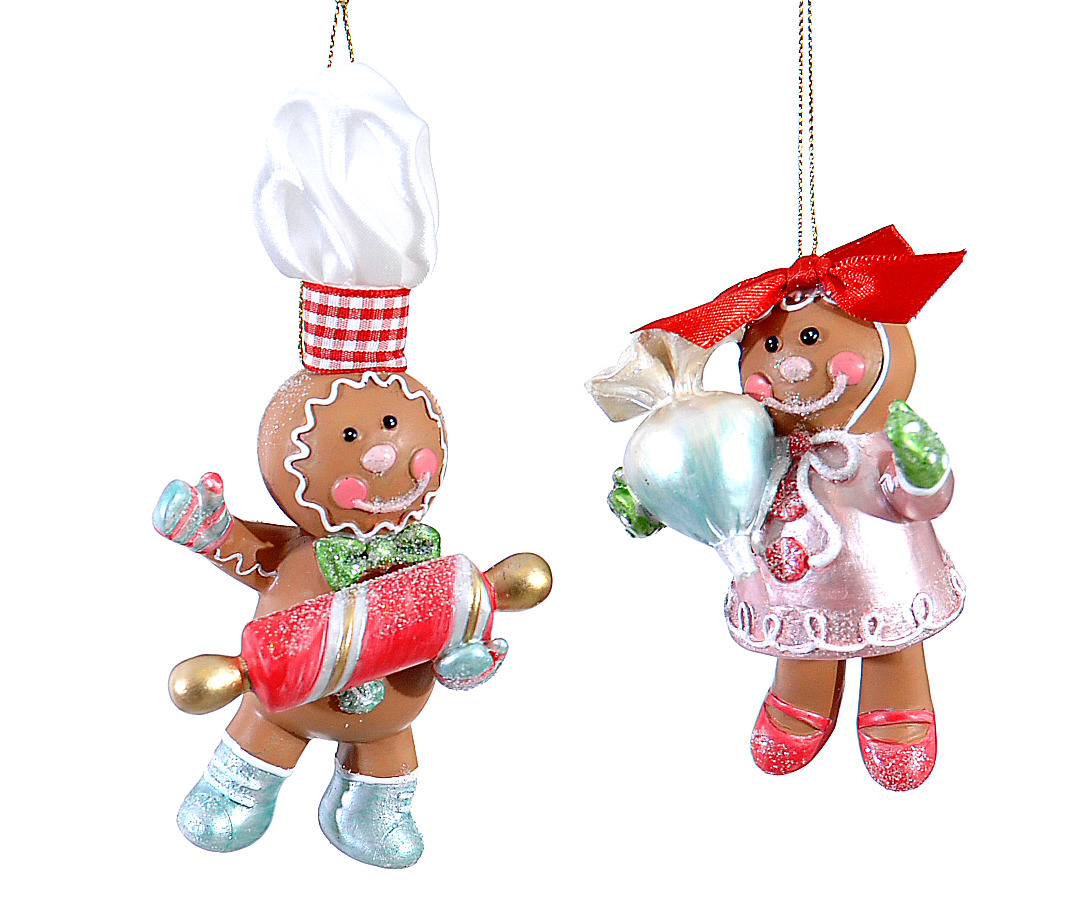 12/72-2Asst 12cm Polyresin gingerbread orn