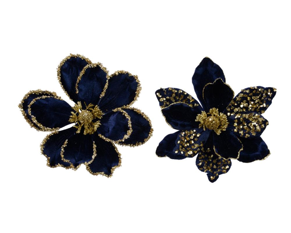 Magnolia on clip polyester velvet 2ass