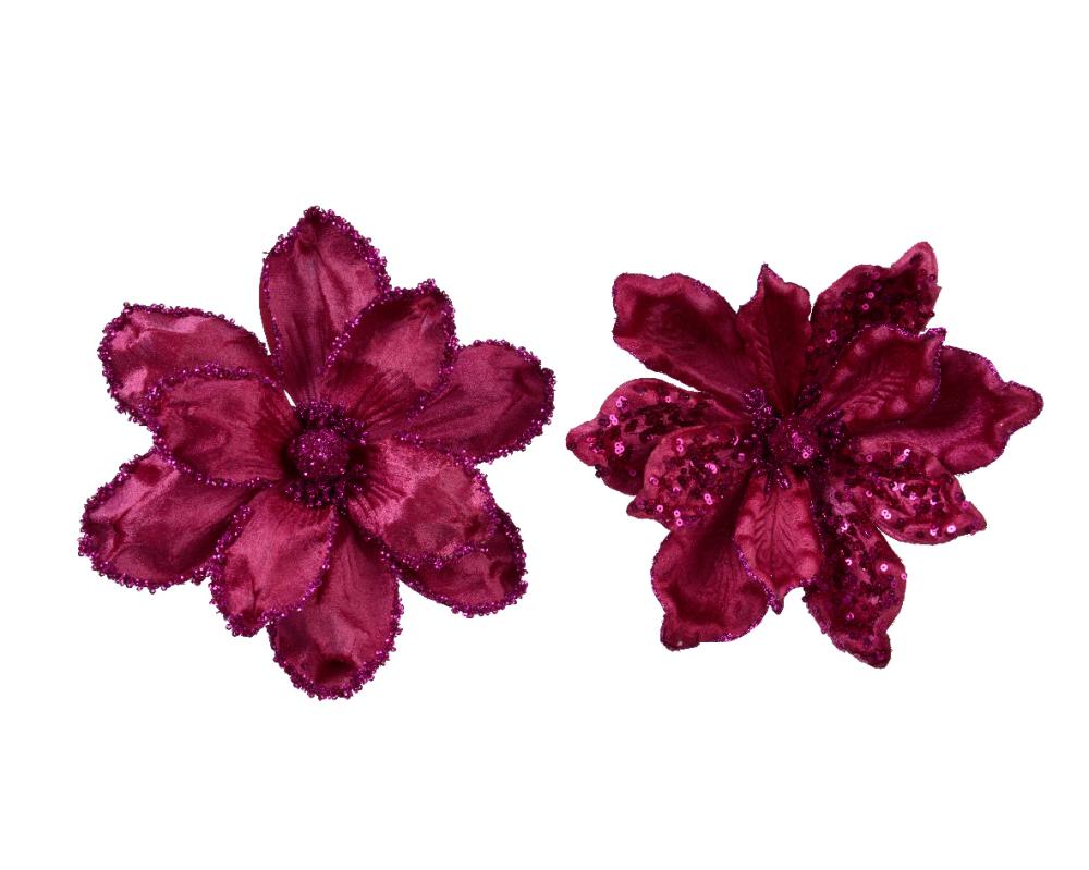 Magnolia on clip polyester velvet 2ass