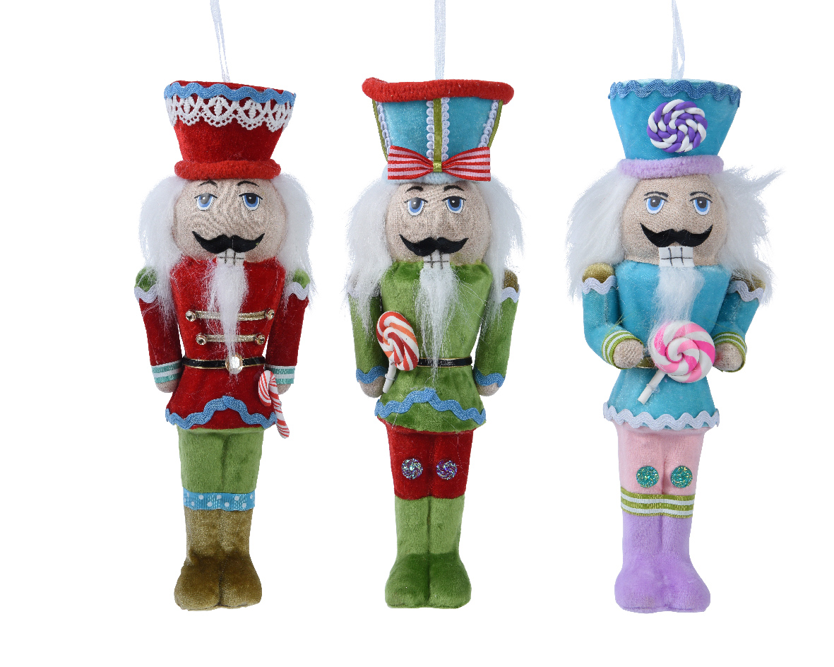 Nutcracker polyester candy stick 3col ass
