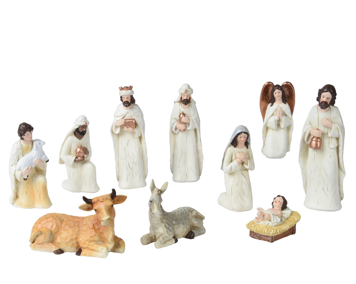 Nativity set polyresin painting 10ass