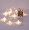 ΣΕΙΡΑ, 10 LED 5mm, ΜΕ ΑΚΡΥΛΙΚΕΣ ΔΙΑΦΑΝΕΣ ΜΠΑΛΕΣ 1,8cm, ΜΠΑΤΑΡΙΑΣ, ΔΙΑΦΑΝΟ ΚΑΛΩΔΙΟ, ΛΕΥΚΟ LED, ΑΝΑ 15cm, ΠΡΟΕΚΤΑΣΗ ΠΑΡΟΧΗΣ 50cm,