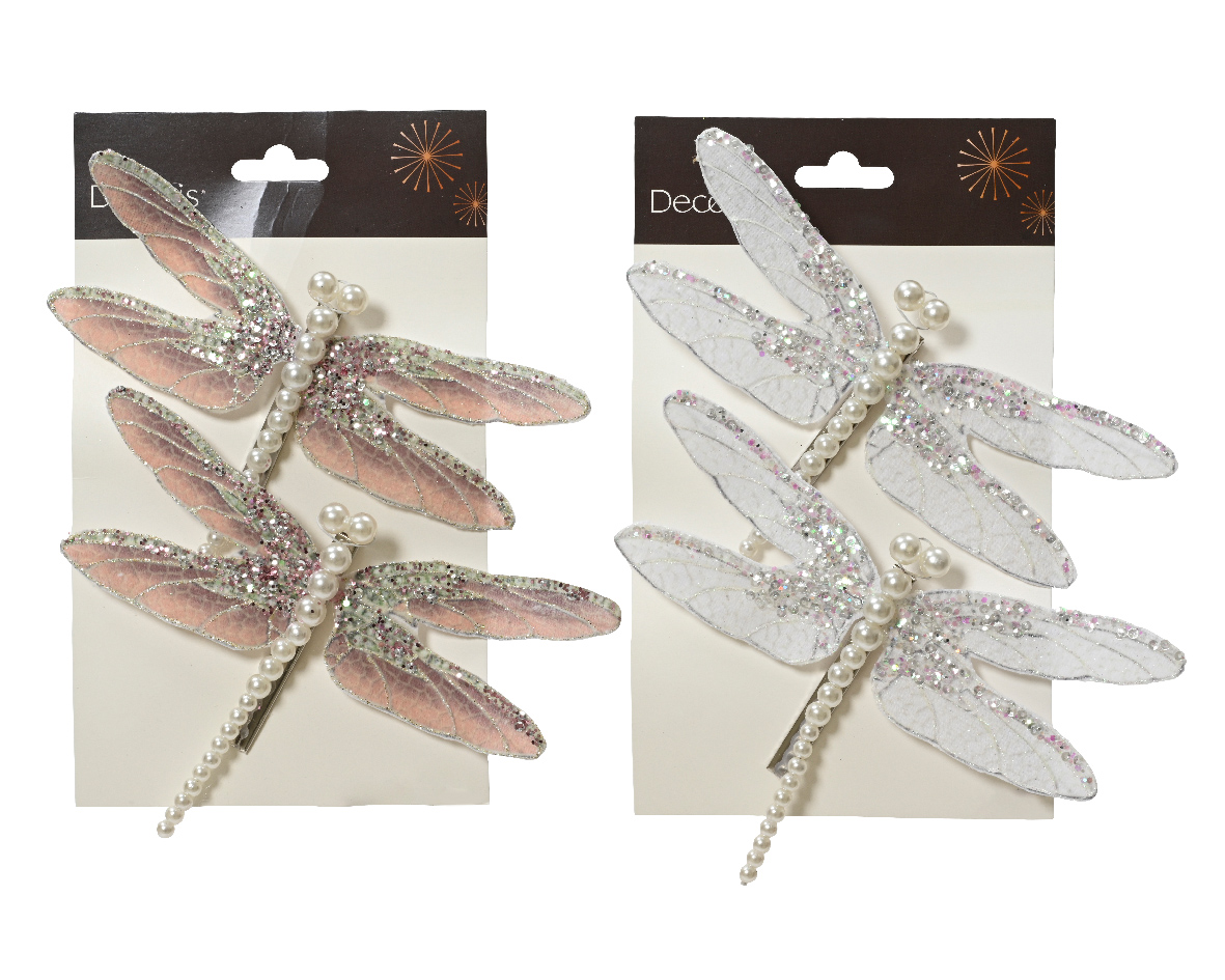 Butterfly velvet w glitter- sequins- pearls on clip 2col ass