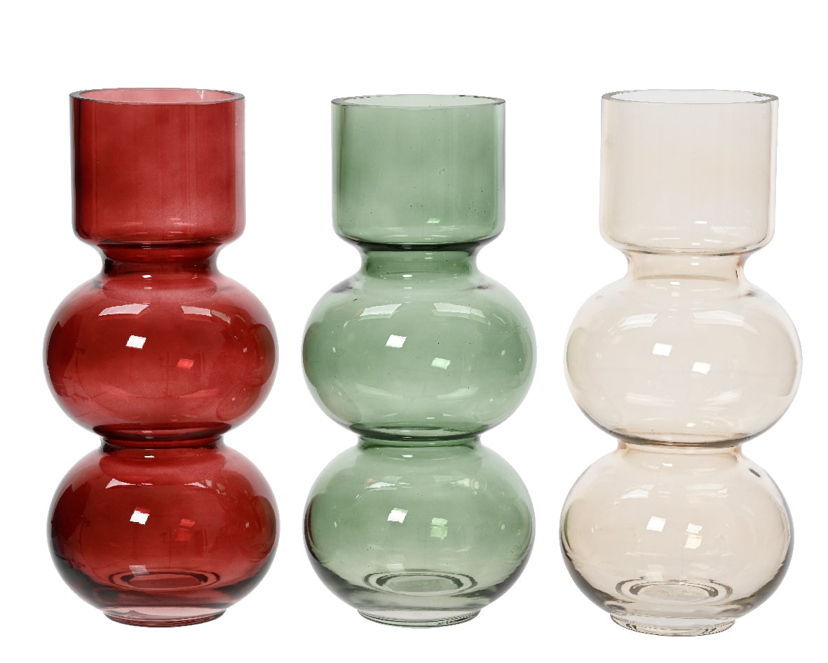 Vase glass transparent spray color 3col ass
