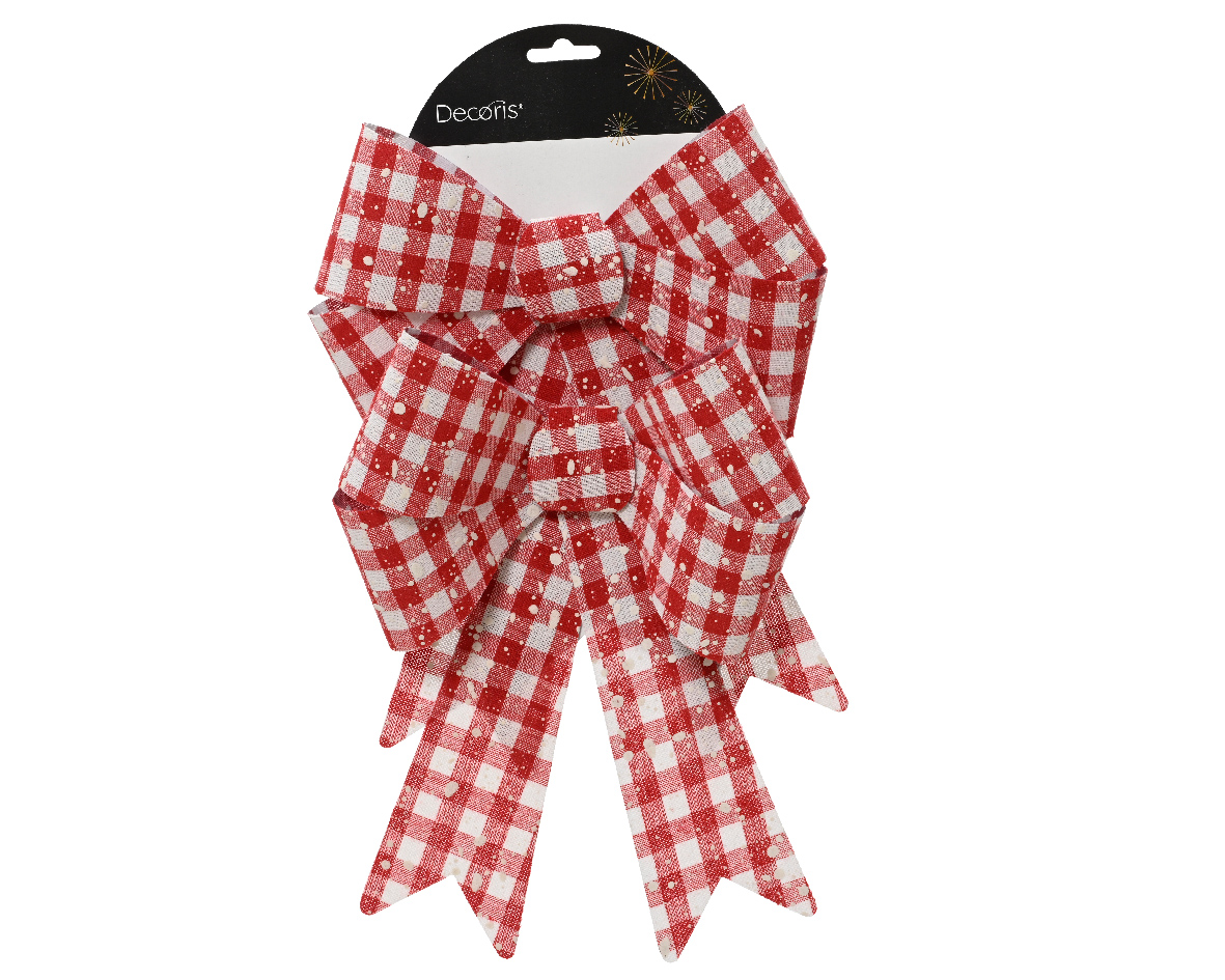 Bow polyester check with snow