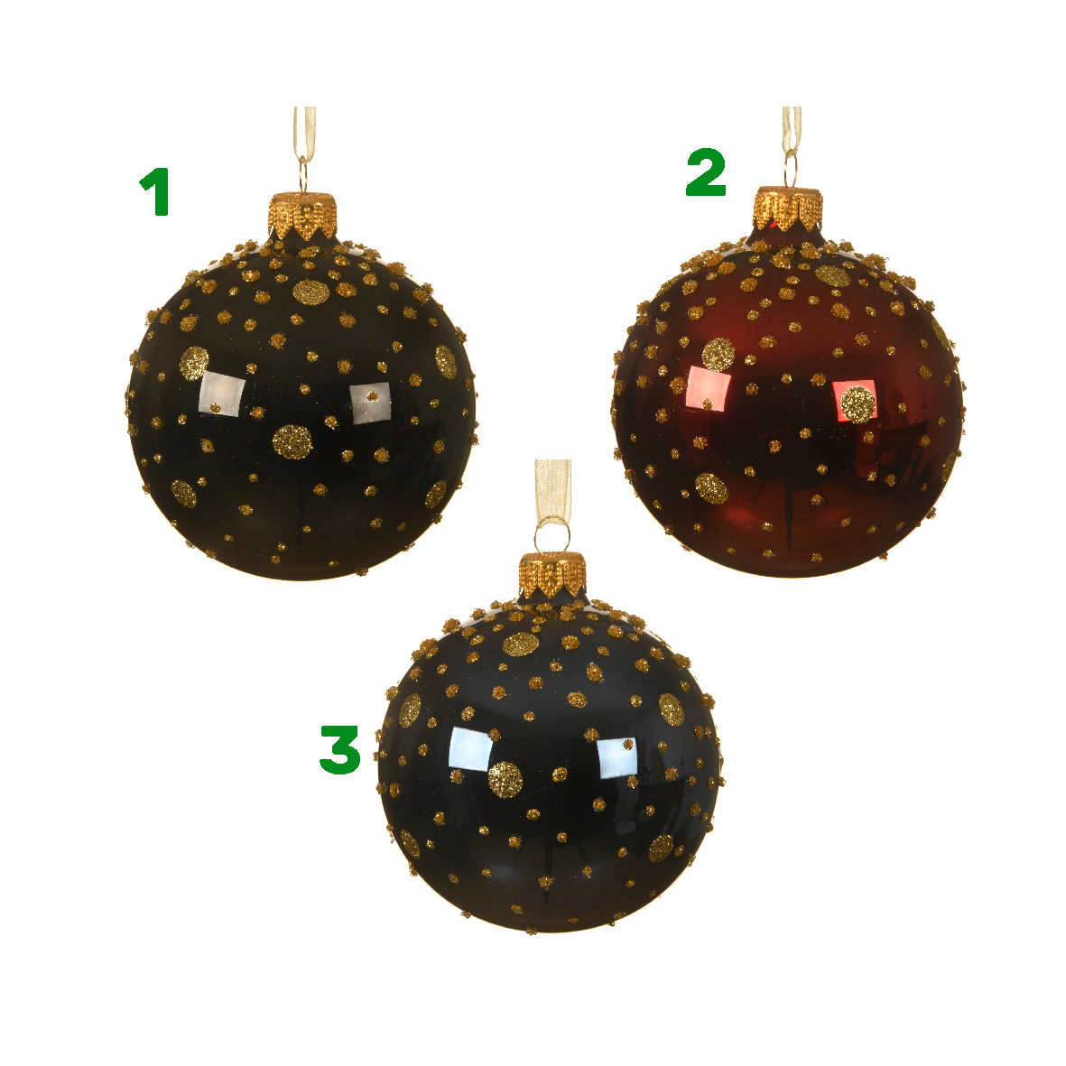 Bauble glass shiny glitter dots 1ΤΜΧ-Κόκκινο