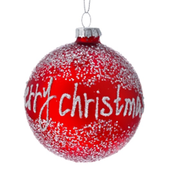 ΧΡ ΚΟΚΚΙΝΗ ΓΥΑΛΙΝΗ ΜΠΑΛΛΑ 8ΕΚ ΣΕΤ/6 FROSTED MERRY CHRISTMAS