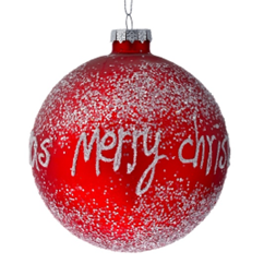 ΧΡ ΚΟΚΚΙΝΗ ΓΥΑΛΙΝΗ ΜΠΑΛΛΑ 10ΕΚ ΣΕΤ/4 FROSTED MERRY CHRISTMAS