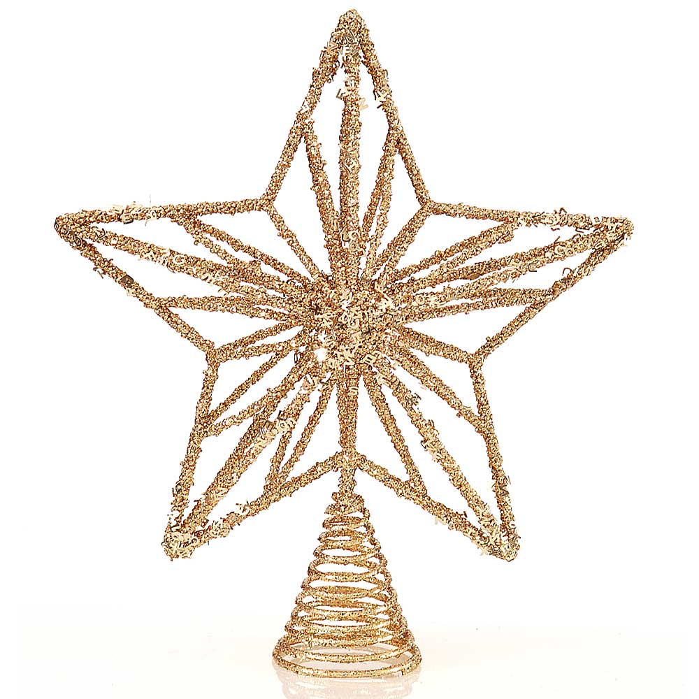 Χριστουγεννιάτικο διακοσμητικό, αστέρι χρυσό από σύρμα, κορυφή δέντρου, 32cm
