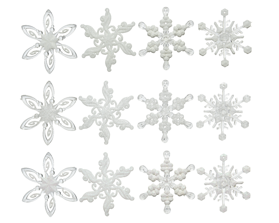 Snowflake plastic glitter 12ass