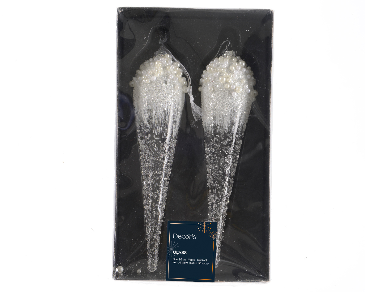 Icicle glass icy pearls. speckled clear glass