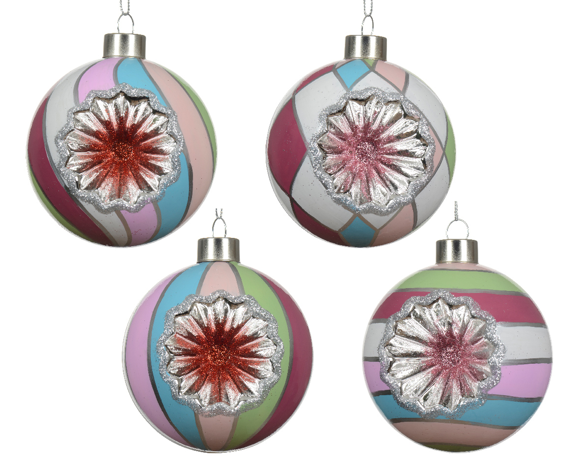 Bauble glass w sparkles 4ass