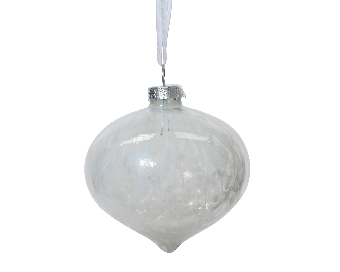 Onion glass clear enamel w pearls. beads inside