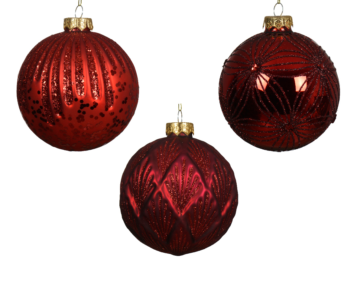 Bauble glass shiny. matt glitter. sequin 3ass