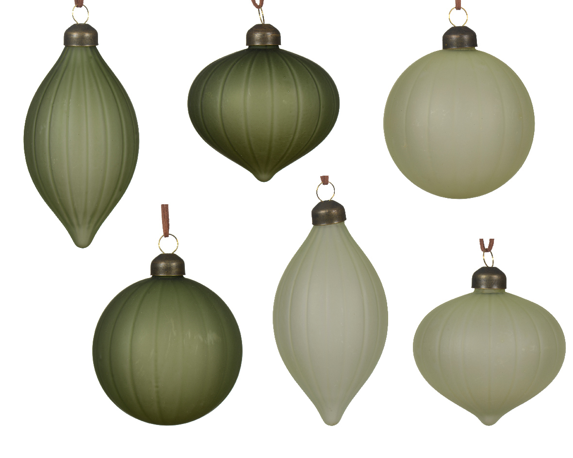 Bauble glass opaque color w matt 6ass