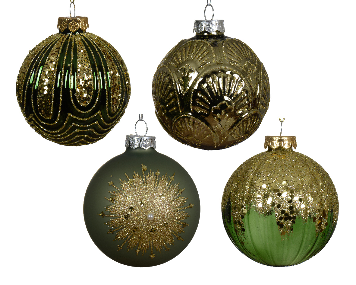 Bauble glass shiny. matt glitter. sequin 4ass