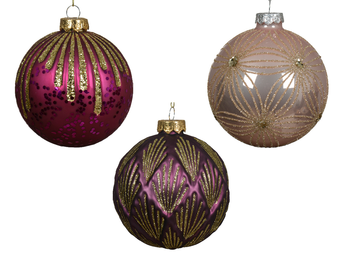 Bauble glass enamel. matt glitter. sequin 3ass